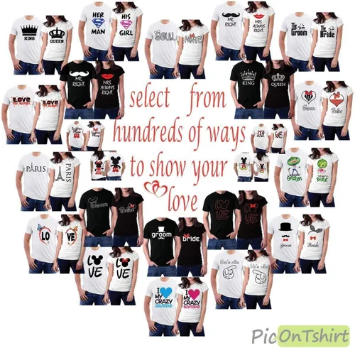 Miniatura 8 de Juego de camisas a juego para parejas, él y su esposo, esposa, Blanco