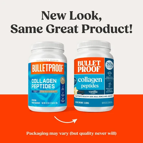 Miniatura 2 de Polvo de proteína de colágeno vainilla Bulletproof con aceite MCT, 19g de proteína, 42.3 onzas, tamaño de valor, péptidos de colágeno y aminoácidos