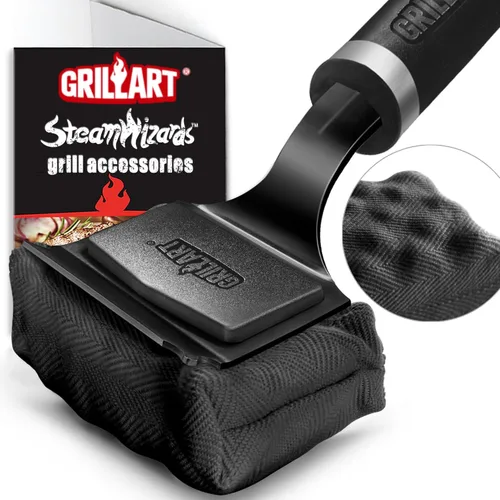 Miniatura 8 de GRILLART Cepillo de parrilla sin cerdas, herramienta de limpieza de vapor segura, cabezal reemplazable para cualquier tipo de rejilla, mango largo