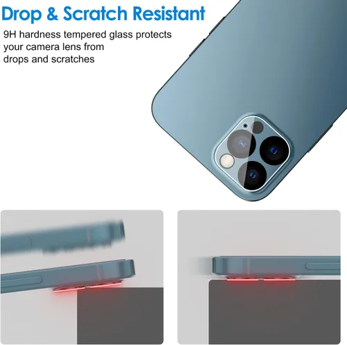 Miniatura 7 de JETech Protector de lente de cámara para iPhone 12 Pro de 6.1 pulgadas, vidrio templado 9H, transparente HD, antiarañazos, compatible con fundas,