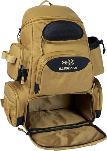 Miniatura 10 de Bassdash - Mochila para artículos de pesca, resistente al agua, táctica, con caja para aparejos suave, soporte para caña de pescar y cubierta