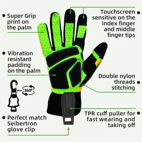 Miniatura 4 de Seibertron Guantes de aceite y gas de rescate de seguridad resistentes a los cortes, resistentes a los cortes, mecánicos antiimpactos, serie
