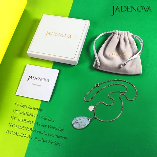 Miniatura 7 de JADENOVA Collar de cristal curativo para mujer, colgante de árbol de la familia, árbol genealógico, joyería envuelta en alambre, colgante de lágrima
