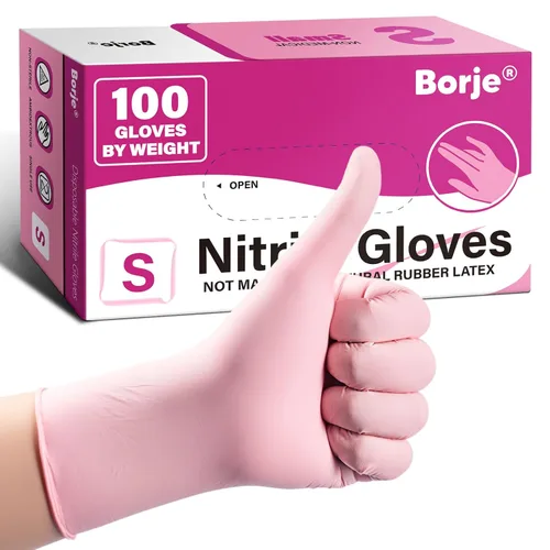 Miniatura 26 de Guantes de nitrilo Borje grandes, 100 guantes desechables, negros, sin látex y sin polvo, para examen médico, aptos para alimentos, limpieza, cocina