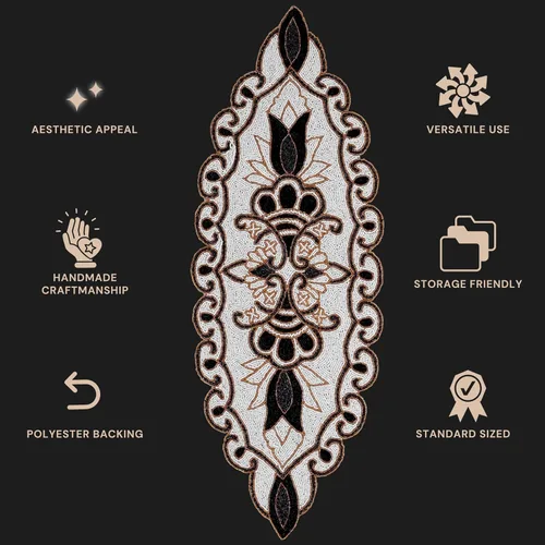 Miniatura 8 de CLEENTABLE Camino de mesa decorativo con cuentas de 36 pulgadas, diseño floral hecho a mano con respaldo de poliéster duradero para comedor, mesa