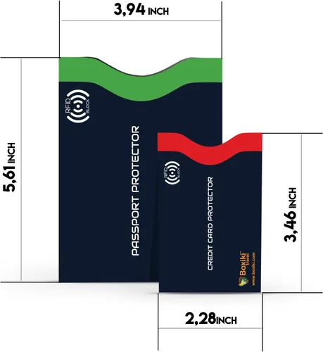 Miniatura 5 de Boxiki Travel - Fundas de bloqueo RFID con código de color para evitar robos de identidad y sobres de bloqueo RFID (azul marino)