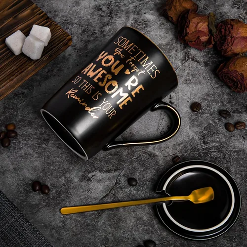 Miniatura 4 de Regalos de agradecimiento de aniversario y cumpleaños para hombres, a veces olvidas que eres increíble - Taza inspiradora única de cerámica negra