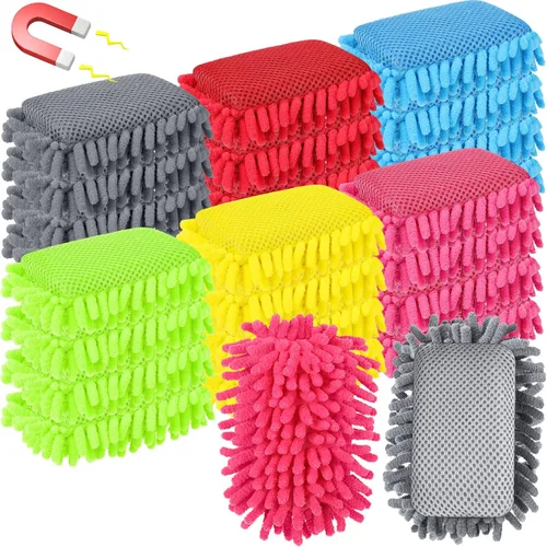 Miniatura 8 de Sherr 24 borradores magnéticos de pizarra blanca, borradores de microfibra, lavables, para pizarra blanca, para tiza, oficina en casa (azul)