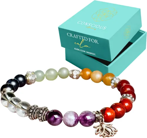 Conscious Items Pulseras espirituales para mujeres y hombres, pulsera de cristal curativo con piedras naturales para meditación, alineación de