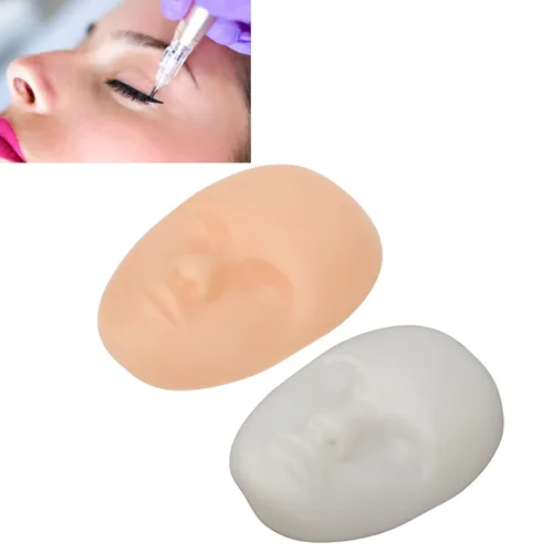 Miniatura 3 de Cabeza de piel de práctica, base de soporte de piel de entrenamiento facial, piel falsa de silicona para maquillaje permanente, entrenamiento