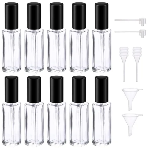 Miniatura 9 de Botellas de perfume Segbeauty para viaje, recargables, de 10 ml, contenedores de perfume de vidrio con embudo y pipeta, 5 unidades, 10
