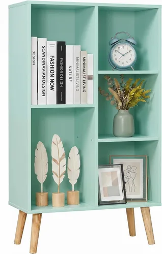 Miniatura 28 de YAHARBO Estantería de 2 cubos, soporte para tocadiscos negro con almacenamiento de vinilo de hasta 100 álbumes, estante horizontal para libros
