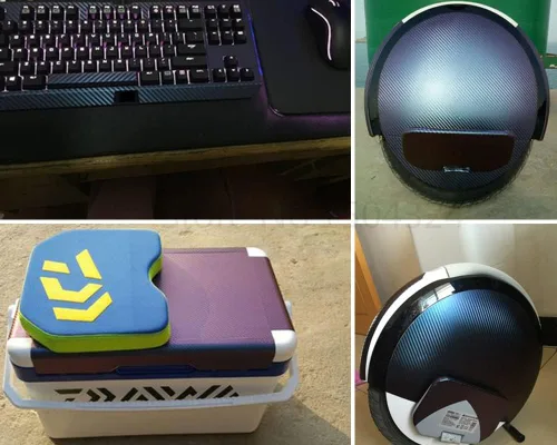 Miniatura 5 de LZLRUN Rollo de vinilo de fibra de carbono camaleón 3D de color morado a azul para automóvil, película adhesiva de liberación de aire sin burbujas