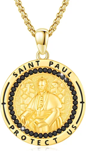 Miniatura 437 de Collar con colgante de plata de ley 925 con medalla de San Patrón, joyería religiosa para hombres y mujeres, con cadena de acero inoxidable 316L