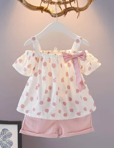 Miniatura 8 de Hipea Ropa de verano para bebés y niñas pequeñas camisola con volantes lunares y pantalones cortos casuales ropa para recién nacida