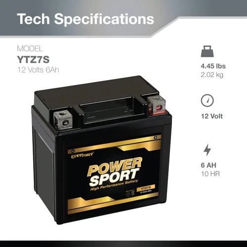 Miniatura 2 de ExpertPower YTZ7S - Batería de motocicleta de 12 V, 6 Ah, 160 CCA SLA AGM, baterías de repuesto para Raptor, YFZ450R, KLX450R, 50cc S Ruckus Scooter