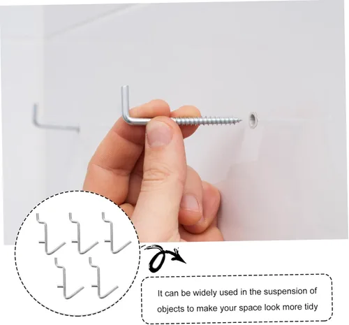Miniatura 3 de Angoily Pegboard - Estante perforado con gancho en V, 10 unidades, acero inoxidable, resistente, perchero