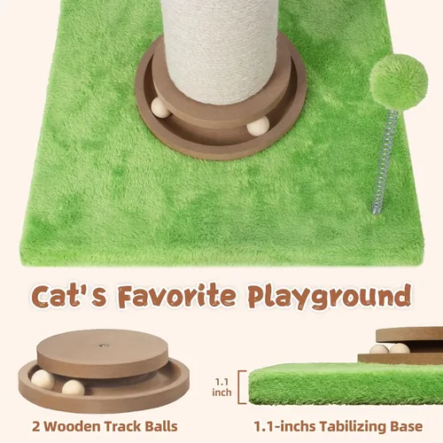 Miniatura 2 de Rascador para gatos Fantasreen de 63.5 cm de altura, rascador para gatos de interior, árbol pequeño para gatos con cama y pelota interactiva