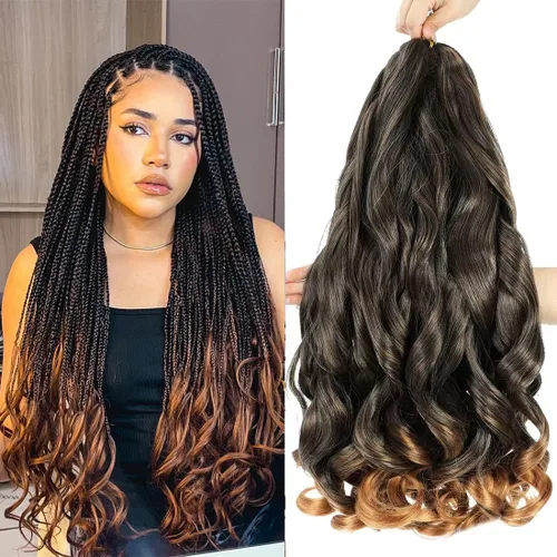 Miniatura 30 de WIPPORYA Cabello Rizado Francés para Trenzar de 24 Pulgadas, 6 Paquetes de Cabello Ondulado Suelto Elástico para Crochet Pre-Estirado 3.53