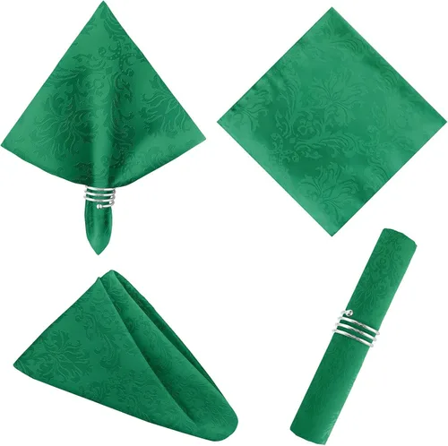 Miniatura 22 de Servilletas cuadradas de jacquard blanco, servilletas de poliéster suave resistentes a las arrugas con diseño damasco, servilletas de tela