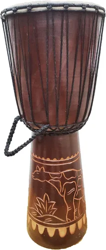 Miniatura 26 de Djembe Drum Carved Bongo música de inspiración africana también una idea única para regalar. Carver Abstract Elephant Giraffe Turtle.