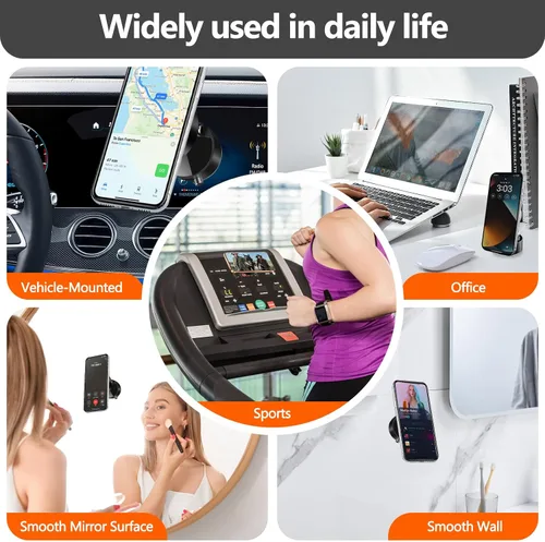 Miniatura 6 de Soporte magnético plegable para teléfono con succión al vacío, soporte multifuncional para teléfono con succión al vacío, soporte magnético Negro