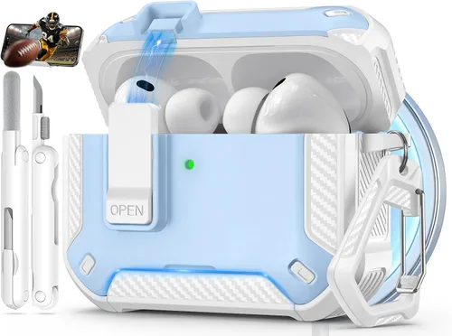 Miniatura 25 de Funda para AirPods Pro de 2 generación con soporte para teléfono, diseño de interruptor automático de protección completa contra caídas con kit