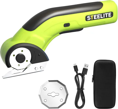 STEELITE Tijeras Eléctricas Inalámbricas Motor Sin Escobillas 2000mAh Recargable Tipo-C Cortador de Cajas de Cartón, Tijeras para Tela Potentes de