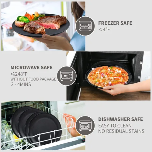 Miniatura 3 de MISS BIG Platos de paja de trigo de 25 cm, juego de 4 platos de plástico reutilizables, platos de cena para niños y adultos, aptos para lavavajillas