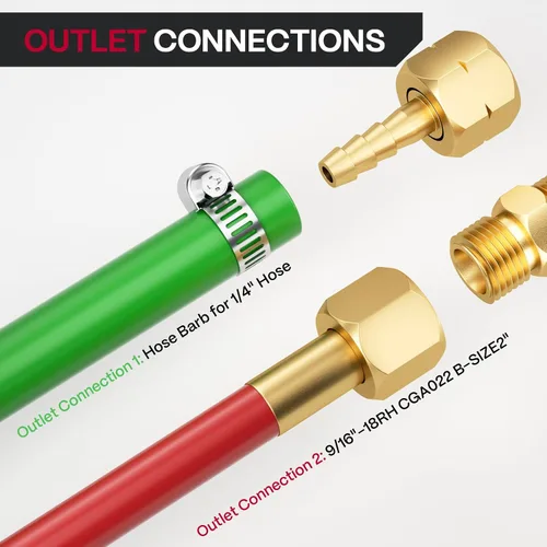 Miniatura 4 de ARCCAPTAIN Reguladores de oxígeno y acetileno CGA540 y CGA510, compatibles con corte de antorcha estilo V, reguladores de presión de soldadura