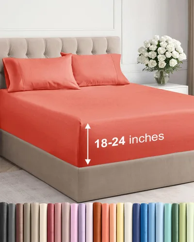 Miniatura 22 de Sábanas King divididas con bolsillos extra profundos, sábanas transpirables y refrescantes de 5 piezas, sábanas de lujo para hotel, suaves, sin 22