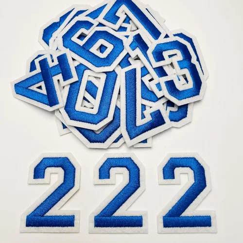 Miniatura 38 de Jongdari Parches para planchar con letras y números para ropa, parches de alfabeto bordado de 2" para chaqueta Letterman A-Z y apliques 0-9 para Rojo