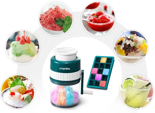 Miniatura 3 de MANBA Picadora de Hielo y Máquina de Cono de Nieve - Picadora de Hielo Portátil de Primera Calidad y Máquina de Hielo Raspado con Cubiteras Gratis
