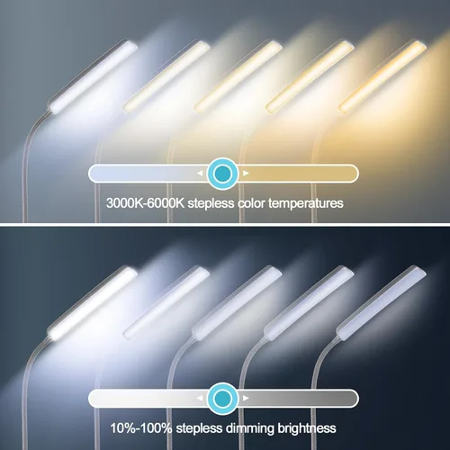 Miniatura 2 de Lámpara de pie LED Dimunt, lámpara de pie brillante de 15W para sala de estar con temporizador de 1H, lámpara de pie regulable de 3000K-6000K Gris