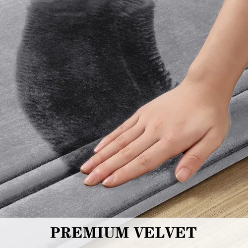 Miniatura 7 de BYSURE Tapete de baño de espuma viscoelástica gris, antideslizante, extra suave, absorbente, lavable a máquina, juego de alfombras de baño de 3