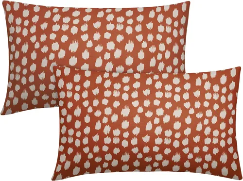 Miniatura 57 de Fundas de almohada marrón y blancas de 18 x 18 pulgadas, juego de 2 almohadas boho grises con lunares, fundas de almohada modernas estampadas