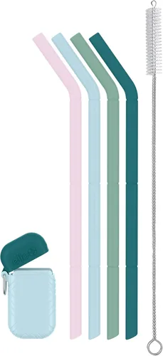 Miniatura 5 de Ello Impact - Paquete de pajitas de silicona reutilizables con funda de transporte plegable y almacenada, popote portátil para fiestas, viajes