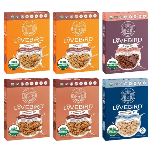Miniatura 13 de Lovebird Variedad de cereales sin gluten, paquete de 3 cereales orgánicos sin cereales, sin lácteos, sin azúcar, sin refinado, bocadillos saludables