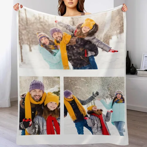 Miniatura 32 de M YESCUSTOM Manta personalizada con imagen y texto, manta personalizada de collage de fotos, mantas de vellón personalizadas para regalo de 1 imagen