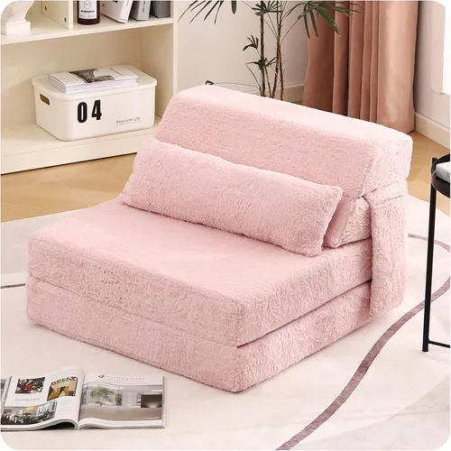 Miniatura 30 de Tiita Sofá cama plegable tamaño individual, colchón convertible con almohada, colchón de pana gruesa para el suelo, sofá cama con bolsillo lateral