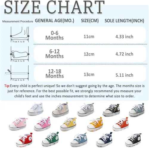Miniatura 6 de Meckior - Zapatos deportivos de lona para bebé, con suela suave y caña alta, para sus primeros pasos y estar en la cuna