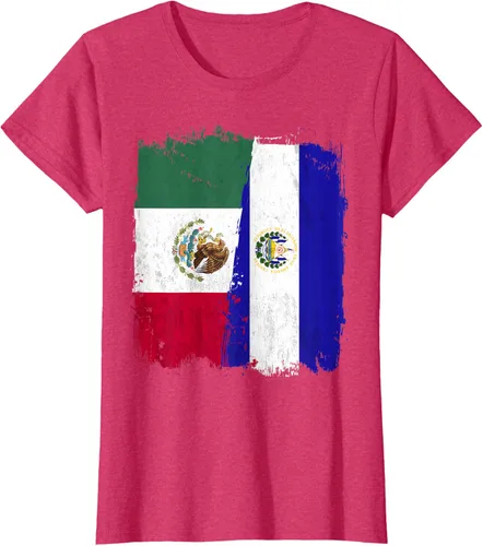 Miniatura 12 de Camiseta con la bandera mexicana de El Salvador con la mitad de la bandera mexicana de El Salvador