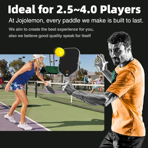 Miniatura 6 de JOJOLEMON Paletas de pickleball, pala de fibra de carbono con un núcleo de polímero Shark Power de 0.63 pulgadas, las raquetas de pickleball Gris
