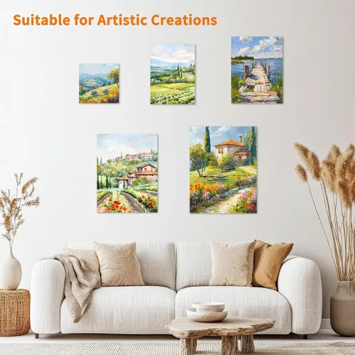Miniatura 6 de FIXWAL Tableros de lienzo para pintar, paquete de 10 lienzos de 8 x 10, 9 x 12, 11 x 14, 5 x 7, 4 x 4 para pintura artística, lienzos de lienzo