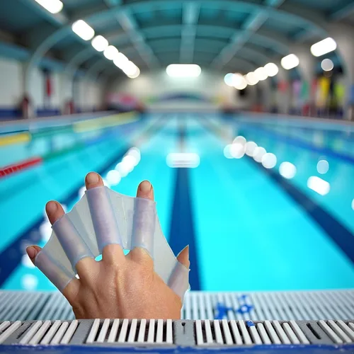 Miniatura 3 de Aletas de silicona para equipo de natación, aletas de malla de mano, guantes de entrenamiento, dedos de palma, aletas de palma, guantes