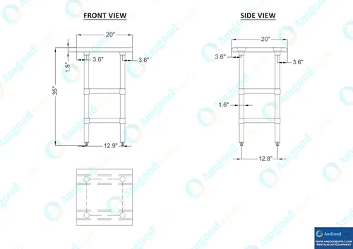Miniatura 9 de Mesa de trabajo de acero inoxidable con 2 estantes Mesa de utilidad de metal Mesa de utilidad NSF para uso comercial y residencial