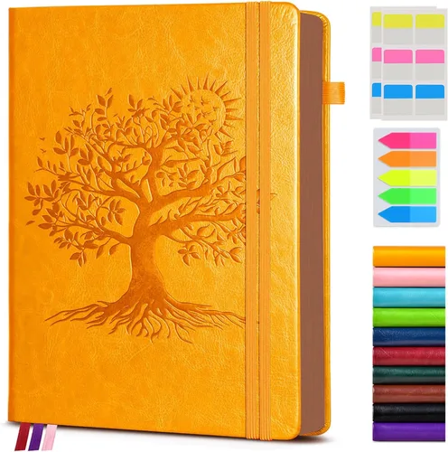 Miniatura 16 de Diario vintage de cuero con 300 páginas numeradas, diario rayado A4 para hombres y mujeres, diarios para escribir, cuaderno de rayas universitarias