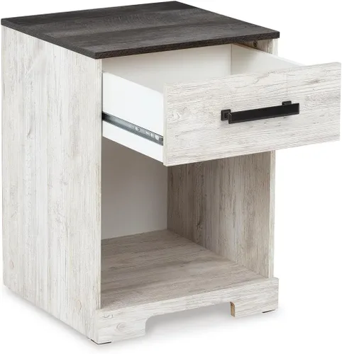 Miniatura 4 de Signature Design by Ashley Shawburn Farmhouse - Mesita de noche con 1 cajón, color blanco y gris