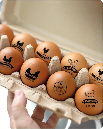 Miniatura 7 de Sellos de huevos personalizados para huevos frescos, sello personalizado de huevo de pollo con nombre del logotipo, sello de huevo personalizado