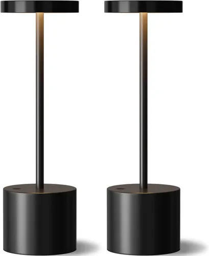 Lámpara de mesa inalámbrica negra, lámparas con batería recargable de 4000mAh, lámparas LED inalámbricas para exteriores con atenuación continua en